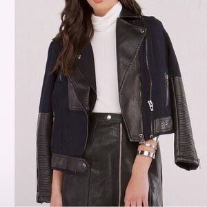 LIKE NEW • Blank NYC Cotton Vegan Faux Leather Moto Zip Jacket •